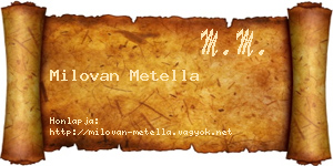 Milovan Metella névjegykártya